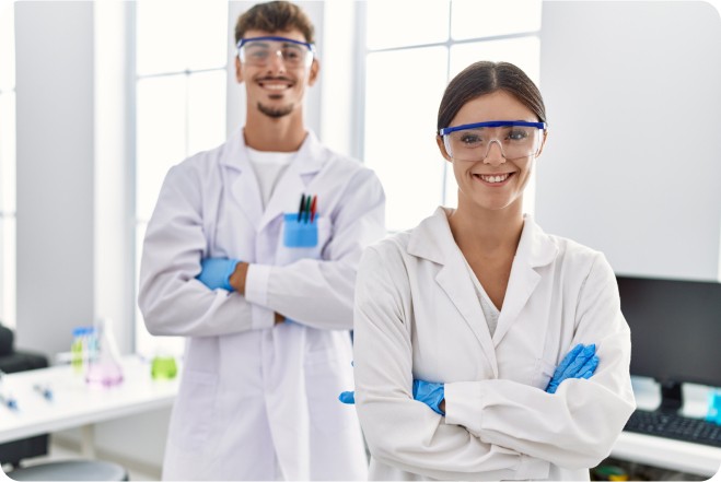 [Laboratory staff ready to begin the research] - [MTS]